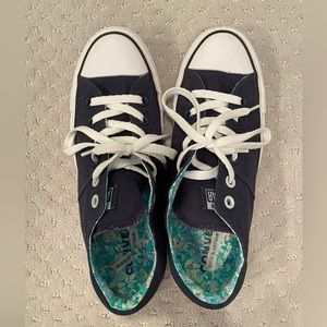 Size 9 Converse Chuck Taylor sneakers Navy with floral inside